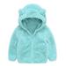 AKAFMK Girls Winter Coats Girls Outerwear Jackets and Coats Rain Coats for Girls Toddler Baby Boys Girls Solid Color Plush Cute Bear Ears Winter Hoodie Thick Coat Jacket Light Blue 12-18 Months