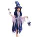 Honeeladyy Child Girl Purple Witch Performance Dress for Girls Halloween Dress Up