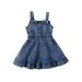 Nituyy Toddler Girls Summer Denim Dress Sleeveless Button Down Ruffle Tank Dress