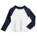 Boys UPF 50+ Color Block Solid Long Sleeve Rashguard | White with Navy