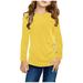 VOSS Kids Girls Casual Tunic Tops Knot Front Button Long Sleeve Casual Loose Crewneck Blouse T-Shirt Tee