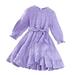 ZRBYWB Girls Dresses Kid Crew Neck Ruffled Collar Solid High Waist Flowy Ruffle Princess Dress Children Spring Summer Fall Maxi Irregular Hem Dresses With Belt Fashion Dress