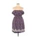 Torrid Casual Dress - Mini Strapless Short sleeves: Blue Floral Dresses - Women's Size 1X Plus