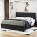 Lark Manor™ Albaugh Tufted Linen Platform Bed w/ Storage Drawers Upholstered/Linen in Black | 45.7 H x 55.5 W x 84.6 D in | Wayfair