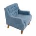 Darby Home Co Cristhian Tufted Linen Arm Chair Dining Chair Wood/Upholstered/Fabric in Blue | 29.5 H x 26 W x 25 D in | Wayfair