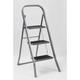 SR20056 3 Rubber Tread Steel Step Ladder, Slip-Resistant Feet, Indoor Use, 150 kg Maximum Weight, Grey - Ourhouse