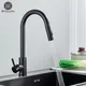 Robinet de cuisine noir à une poignée mitigeur extractible à deux fonctions robinets d'eau chaude