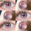 UYAAI-Lentilles de Contact pour les Yeux à la Mode Coréenne Couleur Rose Rouge Cosplay 1 Paire