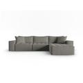 Canapé d'angle droit modulable 5 places en tissu structurel gris