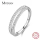 Modian 100% 925 Sterling Silber Doppel Kreis Linie Einfache Klar CZ Finger Ring Shiny Mode Ringe Für