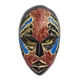 Novica Handmade Face Of Happiness African Wood Mask