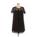NANETTE Nanette Lepore Casual Dress - Shift Crew Neck Short sleeves: Black Print Dresses - Women's Size 14