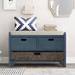 Storage Bench with 2 Drawer and 1 Removable Baskets Acacia Wood Shoe Bench with Seat Cushion for Hallway Entryway