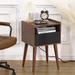 End Table with Charging Station and USB Port, Mid Century Modern Nightstand, Side Table, Walnut