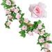 Nvzi 5 Pack 37.5 FT Fake Rose Vine Flowers Plants Artificial Flower Hanging Rose Ivy Home Hotel Office Wedding Party Garden Craft Art Decoration Light Pink