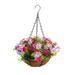 Hanging Artificial Flowers Basket Fake Hanging Plant in Basket Artificial Silk Daisy Flowers Outdoor Hanging Daisy Basket Faux Flower Fake Plants for Patio Garden Yard Pouch Home Decoration