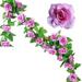 Nvzi 5 Pack 37.5 FT Fake Rose Vine Flowers Plants Artificial Flower Hanging Rose Ivy Home Hotel Office Wedding Party Garden Craft Art Decoration Purple