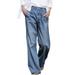 Sehao wide leg pants for women jeans Women s Casual Pocket Cargo Pants Button Front Baggy Jeans women pants Blue XL