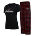 Women's Concepts Sport Black/Red Atlanta Falcons Arctic T-Shirt & Flannel Pants Sleep Set