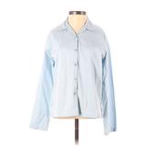 Eileen Fisher Long Sleeve Button Down Shirt: Blue Tops - Women's Size P Petite