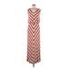 Ella Moss Casual Dress Plunge Sleeveless: Red Chevron/Herringbone Dresses - Women's Size Small