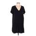 MNG Casual Dress - Shift V Neck Short sleeves: Black Print Dresses - Women's Size Medium