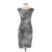 Connected Apparel Cocktail Dress - Sheath Boatneck Short sleeves: Black Leopard Print Dresses - Women's Size 6