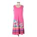 Blair Casual Dress - A-Line Scoop Neck Sleeveless: Pink Floral Dresses - Women's Size Medium