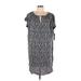 Nic + Zoe Casual Dress - Shift Keyhole Short sleeves: Gray Dresses - New - Women's Size Large