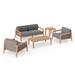 NewAge Products Outdoor Furniture Lakeside 4 Seater Patio Chat Set w/ Coffee Table & Side Table Wood/Natural Hardwoods/Teak in Brown/White | Wayfair