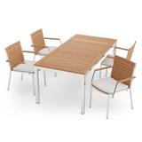 NewAge Products Outdoor Furniture Monterey 5 Piece Dining Set w/ 72 in. Table Wood/Teak in Brown/White | 72 W x 35.83 D in | Wayfair 91333