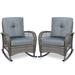 Bayou Breeze Outdoor Matina Rocking Wicker/Rattan Chair w/ Cushions in Gray/Blue/Indigo | 35 H x 27 W x 32.5 D in | Wayfair