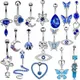 Anneaux de nombril bleu royal 14G planète piercing au nombril bijoux en forme de cœur piercing