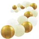 Decorative Party Paper Lanterns 18 Pcs Gold White Beige Round Japanese/Chinese Lantern Lanterne