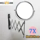 Wall-mounted Makeup Mirror Bathroom NoDrilling Double-sided 7X Magnifying Extendable Rotating