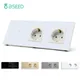 BSEED EU Standard 1/2/3Gang 1Way Touch Switch With Double EU Wall Sockets Black White Golden Glass