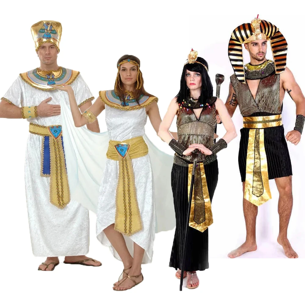 Umorden Halloween-Kostüme, altes Ägypten, ägyptischer Pharao, König, Kaiserin, Kleopatra, Königin, Kostüm, Cosplay-Kleidung für Männer und Frauen Image