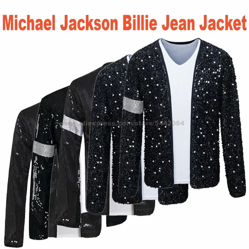 MJ Michael Jackson Jacke Billie Jean Mantel Schwarze Jacke Und Handschuh Hallowmas Party Kostüm