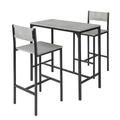 Set de 1 table et 2 chaises de bar effet bois et métal noir