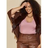 Plus Size Faux Fur And Fringe Trimmed Ruana