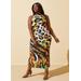 Plus Size Animal Print Midaxi Bodycon Dress