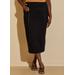 Plus Size Faux Leather Trimmed Pencil Skirt