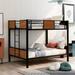 Full-over-Full Bunk bed, Modern Steel Frame Bunk Bed with Safety Rail and Built-in Ladder