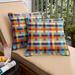 Humble + Haute Sunbrella Multi-Colored Check Indoor/Outdoor Corded Square Pillows (Set of 2)