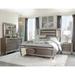 Modern Bedroom Furniture 1pc Queen Platform Bed Footboard Storage Upholstered LED Headboard Silver-Gray Metallic Finish