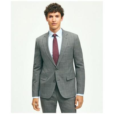 Brooks Brothers Men's Explorer Collection Classic Fit Wool Plaid Suit Jacket | Grey | Size 46 Long