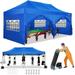 COBIZI 10x20 Heavy Duty Pop up Canopy with 6 Sidewalls Upgrade Frame Commercial Heavy Duty Tent Waterproof Outdoor Party Wedding Tent Canopy 3 Heigh Adjustable Gazebo with Wheeled Bag Blue