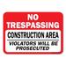 OSHA Sign - Construction Area Sign - No Trespassing Construction Area | Plastic Sign | Protect Your Business Work Site Warehouse | Made in the USA