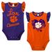 Girls Newborn & Infant Orange/Purple Clemson Tigers Spread the Love 2-Pack Bodysuit Set