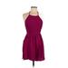 Volcom Casual Dress - A-Line Halter Sleeveless: Burgundy Print Dresses - Women's Size 8